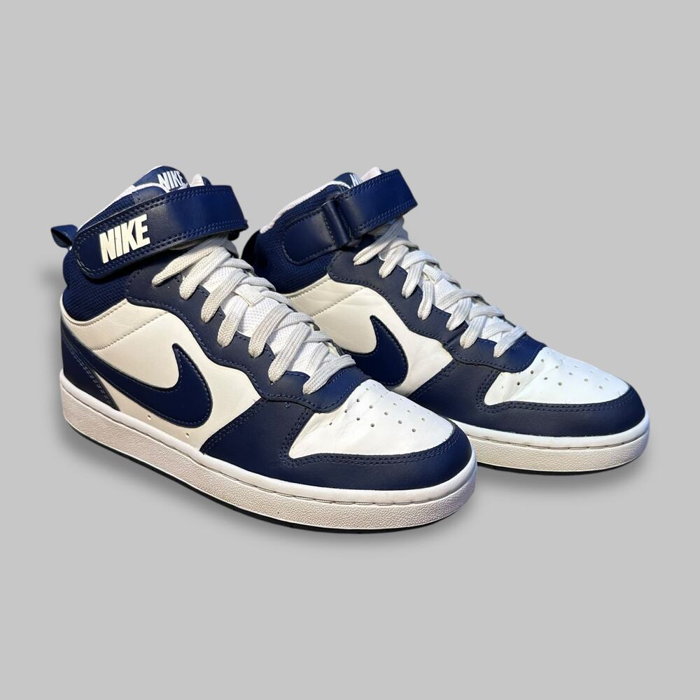 Nike Court Borough Mid 2 White Navy Youth Sneakers - Size 6.5Y (Women’s 8)